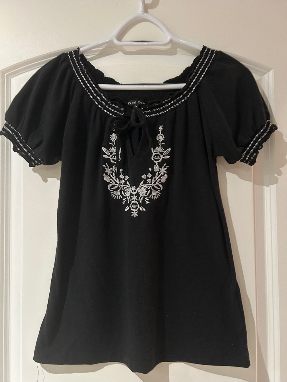 Carol Rose Black Embroidered Top
